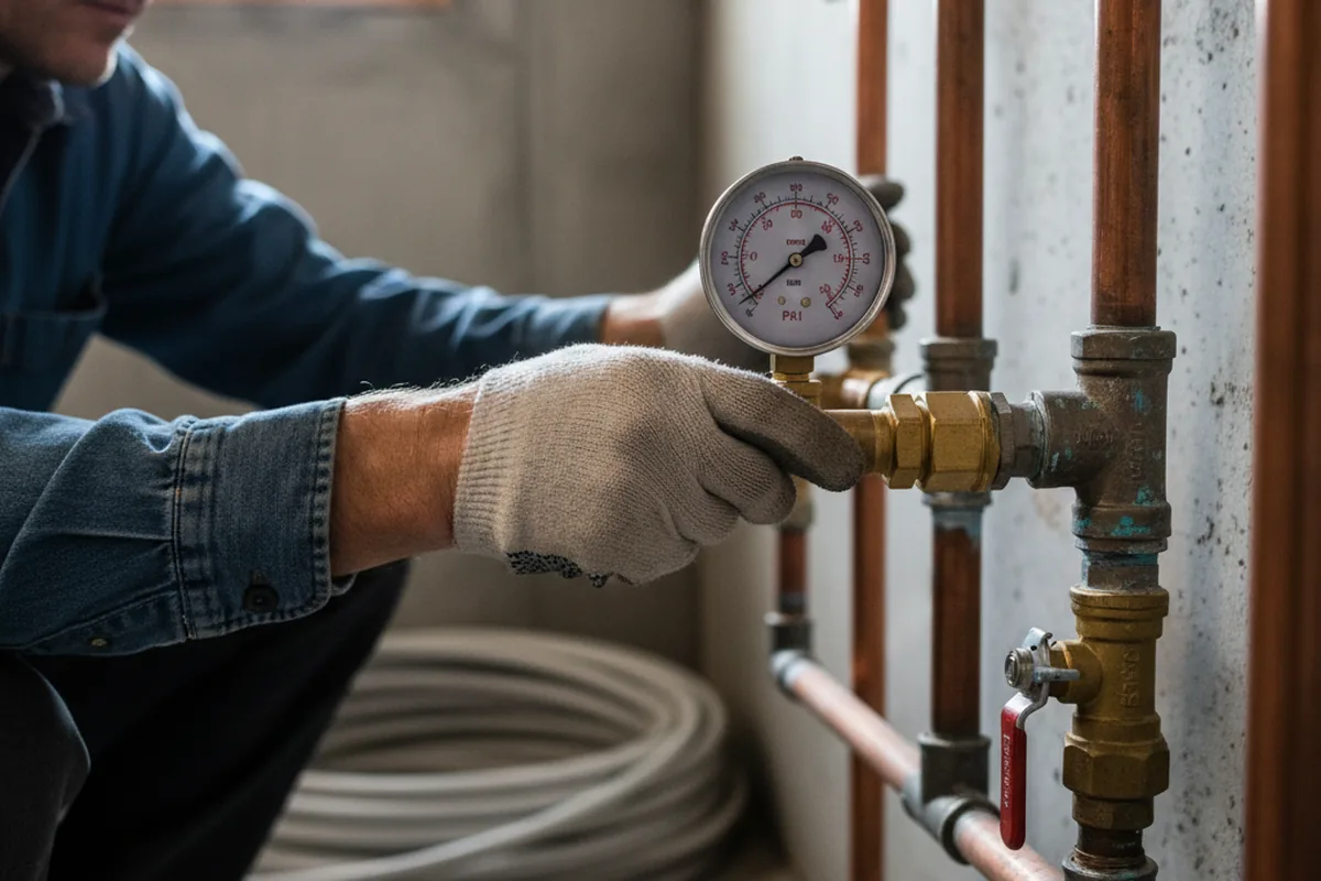 Pressure testing a repaired line during Water Line Repair in Stewartstown
